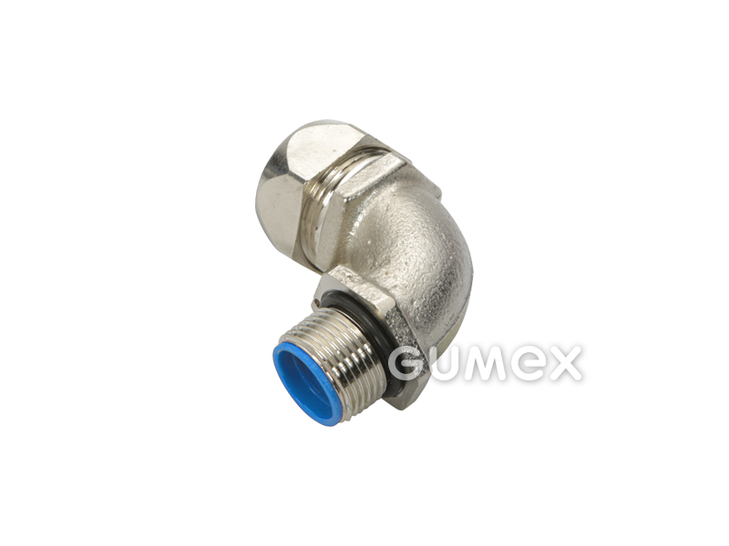 Konektor NORTIGHT CB90 198 P, rozměr 1/2", vnější závit PG 16, IP67, koleno 90°, poniklovaná mosaz, -45°C/+105°C